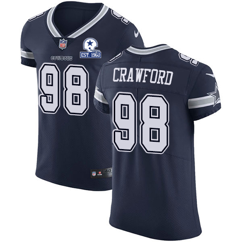 Personalized Cowboys #98 Tyrone Crawford Navy Blue Team Color Men’s Stitched With Established In 1960 Patch NFL Untouchable Elite Jersey