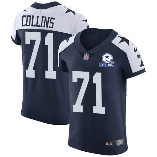 Personalized Cowboys #71 La’el Collins Navy Blue Thanksgiving Men’s Stitched With Established In 1960 Patch NFL Untouchable Throwback Elite Jersey
