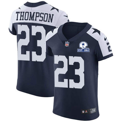Personalized Cowboys #23 Darian Thompson Navy Blue Thanksgiving Men’s Stitched With Established In 1960 Patch NFL Untouchable Throwback Elite Jersey