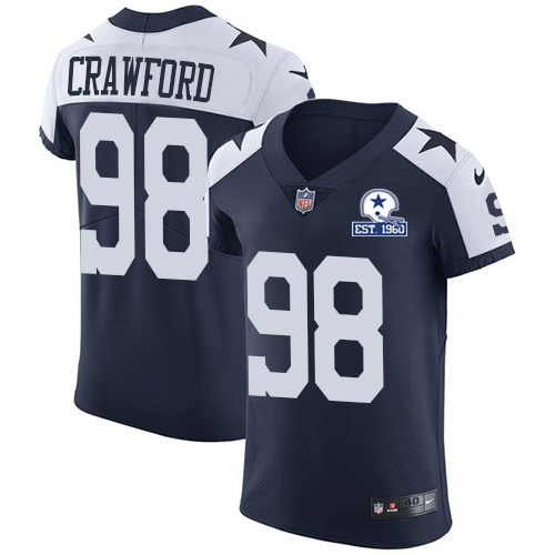 Personalized Cowboys #98 Tyrone Crawford Navy Blue Thanksgiving Men’s Stitched With Established In 1960 Patch NFL Untouchable Throwback Elite Jersey