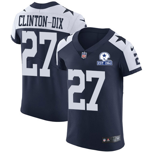 Personalized Cowboys #27 Ha Ha Clinton-Dix Navy Blue Thanksgiving Men’s Stitched With Established In 1960 Patch NFL Untouchable Throwback Elite Jersey