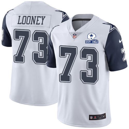 Personalized Cowboys #73 Joe Looney White Men’s Stitched With Established In 1960 Patch NFL Limited Rush Jersey
