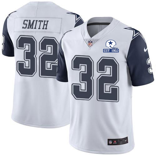 Personalized Cowboys #32 Saivion Smith White Men’s Stitched With Established In 1960 Patch NFL Limited Rush Jersey