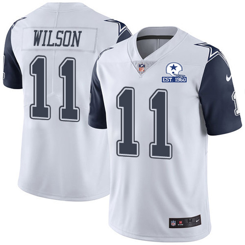 Personalized Cowboys #11 Cedrick Wilson White Men’s Stitched With Established In 1960 Patch NFL Limited Rush Jersey