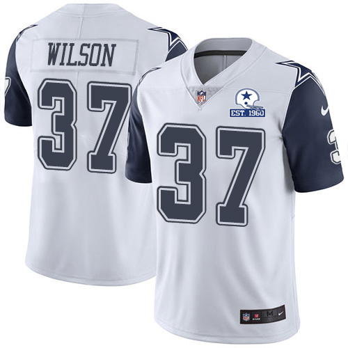 Personalized Cowboys #37 Donovan Wilson White Men’s Stitched With Established In 1960 Patch NFL Limited Rush Jersey