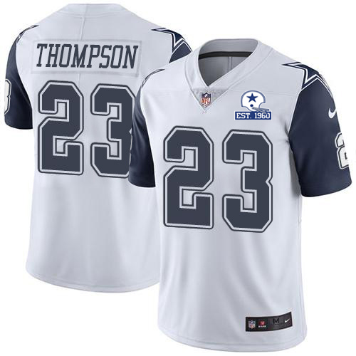 Personalized Cowboys #23 Darian Thompson White Men’s Stitched With Established In 1960 Patch NFL Limited Rush Jersey