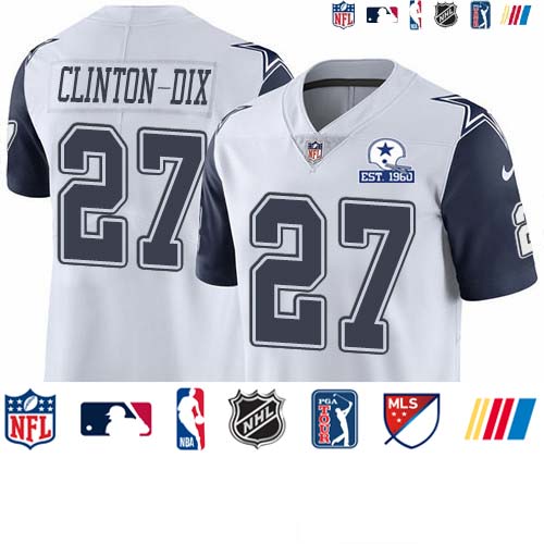 Personalized Cowboys #27 Ha Ha Clinton-Dix White Men’s Stitched With Established In 1960 Patch NFL Limited Rush Jersey