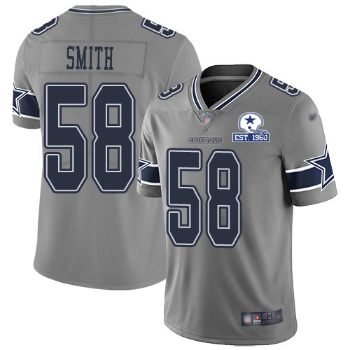 Personalized Cowboys #58 Aldon Smith Gray Men’s Stitched With Established In 1960 Patch NFL Limited Inverted Legend Jersey