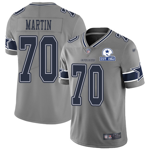 Personalized Cowboys #70 Zack Martin Gray Men’s Stitched With Established In 1960 Patch NFL Limited Inverted Legend Jersey