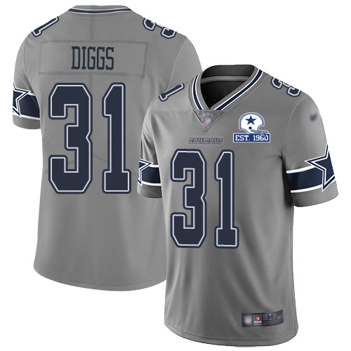 Personalized Cowboys #31 Trevon Diggs Gray Men’s Stitched With Established In 1960 Patch NFL Limited Inverted Legend Jersey
