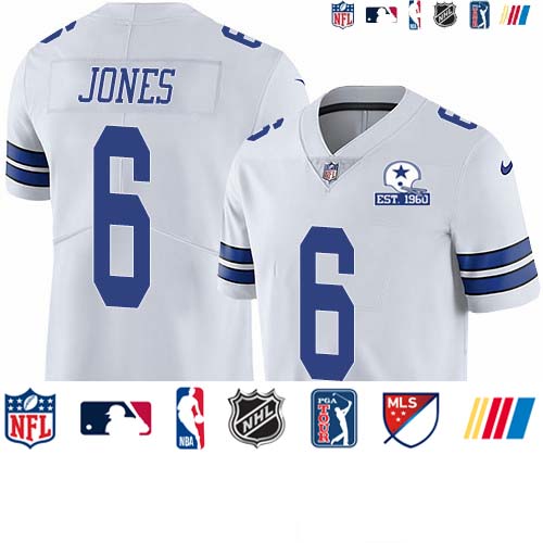 Personalized Cowboys #6 Chris Jones White Men’s Stitched With Established In 1960 Patch NFL Untouchable Limited Jersey