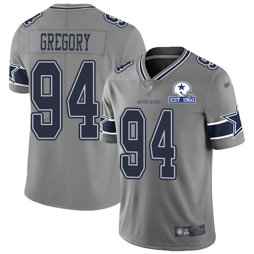 Personalized Cowboys #94 Randy Gregory Gray Men’s Stitched With Established In 1960 Patch NFL Limited Inverted Legend Jersey