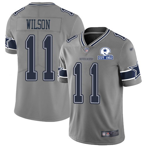 Personalized Cowboys #11 Cedrick Wilson Gray Men’s Stitched With Established In 1960 Patch NFL Limited Inverted Legend Jersey