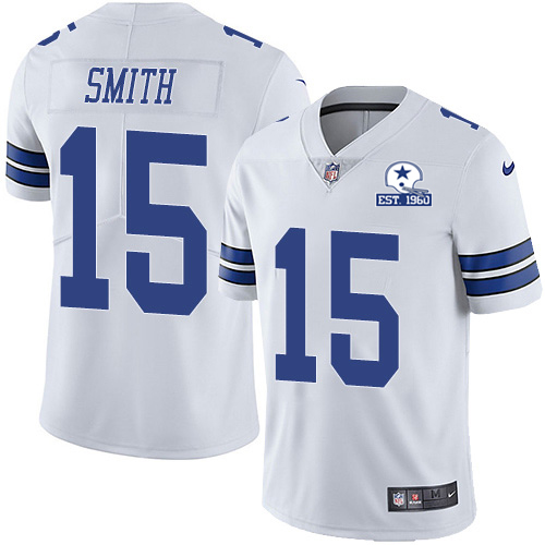 Personalized Cowboys #15 Devin Smith White Men’s Stitched With Established In 1960 Patch NFL Untouchable Limited Jersey