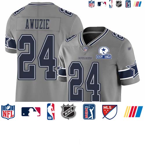 Personalized Cowboys #24 Chidobe Awuzie Gray Men’s Stitched With Established In 1960 Patch NFL Limited Inverted Legend Jersey