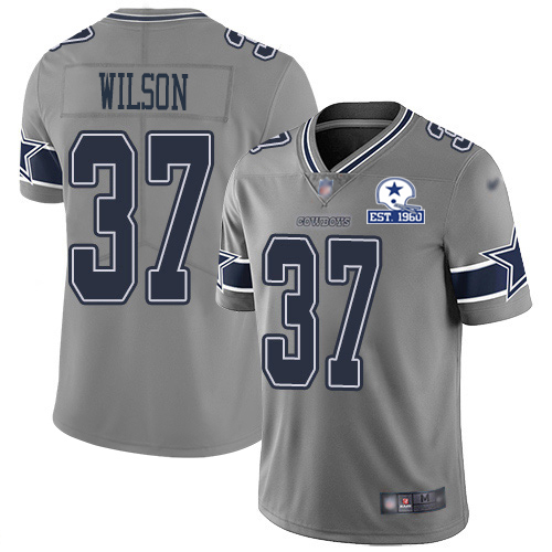 Personalized Cowboys #37 Donovan Wilson Gray Men’s Stitched With Established In 1960 Patch NFL Limited Inverted Legend Jersey