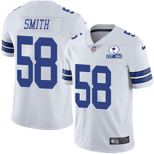 Personalized Cowboys #58 Aldon Smith White Men’s Stitched With Established In 1960 Patch NFL Untouchable Limited Jersey