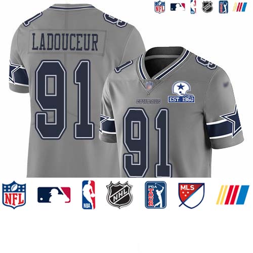 Personalized Cowboys #91 L.P. Ladouceur Gray Men’s Stitched With Established In 1960 Patch NFL Limited Inverted Legend Jersey