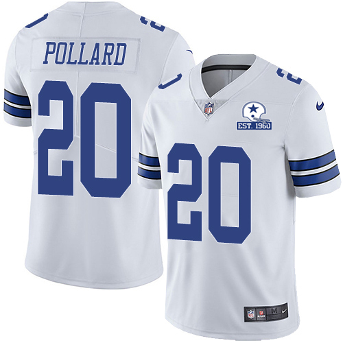 Personalized Cowboys #20 Tony Pollard White Men’s Stitched With Established In 1960 Patch NFL Untouchable Limited Jersey