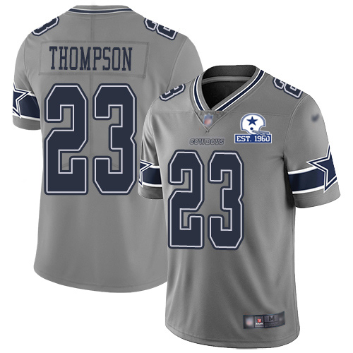 Personalized Cowboys #23 Darian Thompson Gray Men’s Stitched With Established In 1960 Patch NFL Limited Inverted Legend Jersey