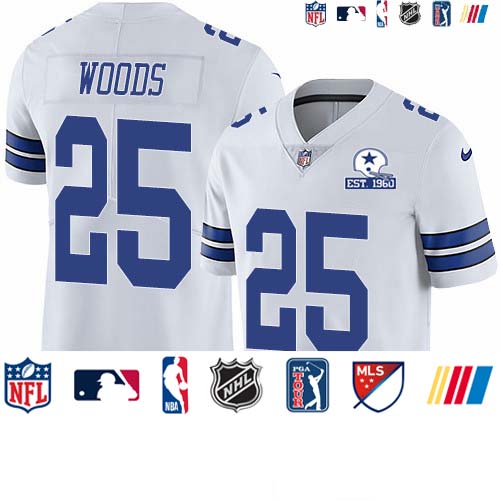 Personalized Cowboys #25 Xavier Woods White Men’s Stitched With Established In 1960 Patch NFL Untouchable Limited Jersey