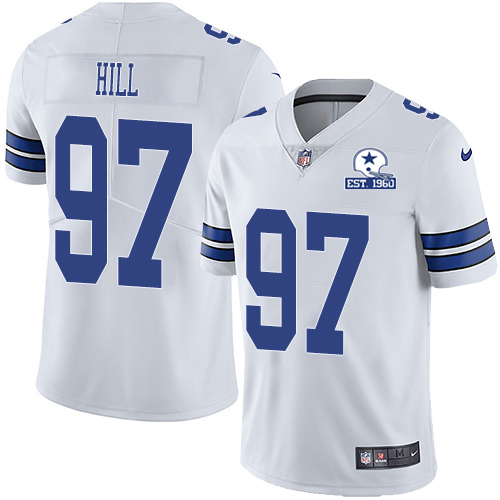 Personalized Cowboys #97 Trysten Hill White Men’s Stitched With Established In 1960 Patch NFL Untouchable Limited Jersey