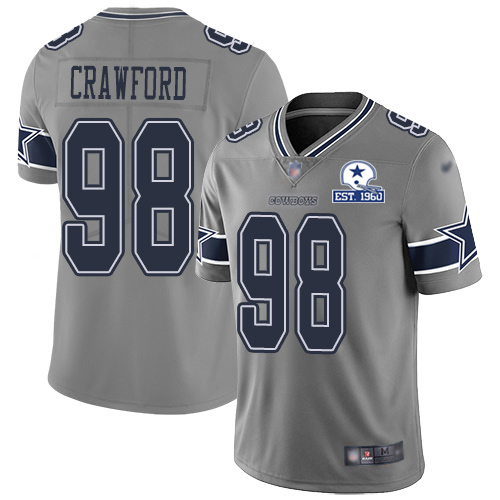 Personalized Cowboys #98 Tyrone Crawford Gray Men’s Stitched With Established In 1960 Patch NFL Limited Inverted Legend Jersey
