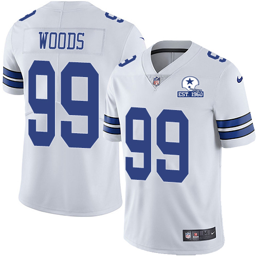 Personalized Cowboys #99 Antwaun Woods White Men’s Stitched With Established In 1960 Patch NFL Untouchable Limited Jersey