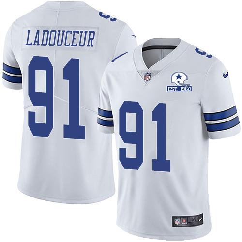 Personalized Cowboys #91 L.P. Ladouceur White Men’s Stitched With Established In 1960 Patch NFL Untouchable Limited Jersey