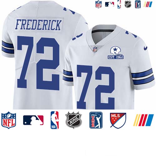 Personalized Cowboys #72 Travis Frederick White Men’s Stitched With Established In 1960 Patch NFL Untouchable Limited Jersey
