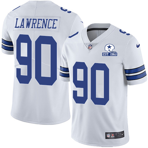 Personalized Cowboys #90 DeMarcus Lawrence White Men’s Stitched With Established In 1960 Patch NFL Untouchable Limited Jersey