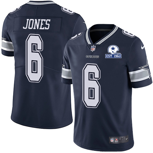 Personalized Cowboys #6 Chris Jones Navy Blue Team Color Men’s Stitched With Established In 1960 Patch NFL Untouchable Limited Jersey