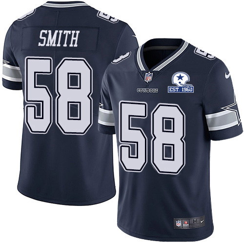 Personalized Cowboys #58 Aldon Smith Navy Blue Team Color Men’s Stitched With Established In 1960 Patch NFL Untouchable Limited Jersey