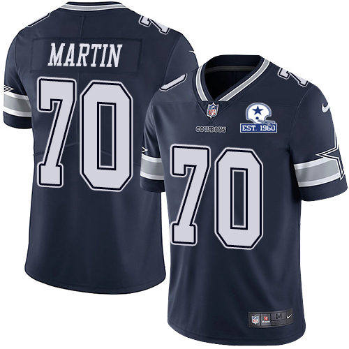 Personalized Cowboys #70 Zack Martin Navy Blue Team Color Men’s Stitched With Established In 1960 Patch NFL Untouchable Limited Jersey
