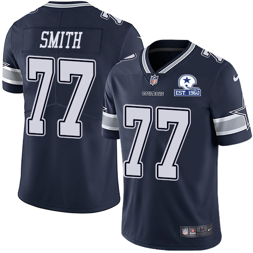 Personalized Cowboys #77 Tyron Smith Navy Blue Team Color Men’s Stitched With Established In 1960 Patch NFL Untouchable Limited Jersey