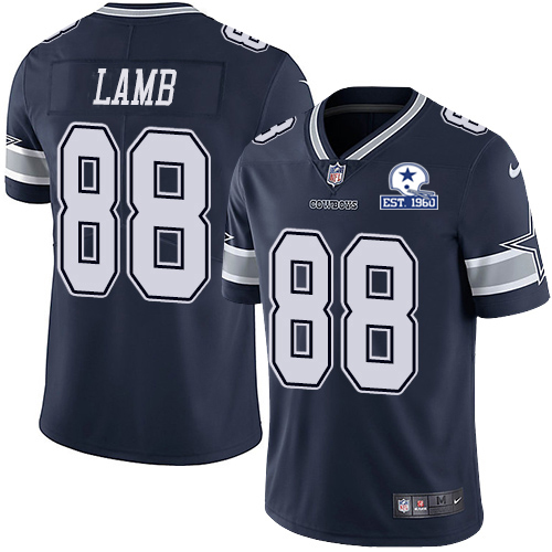 Personalized Cowboys #88 CeeDee Lamb Navy Blue Team Color Men’s Stitched With Established In 1960 Patch NFL Untouchable Limited Jersey
