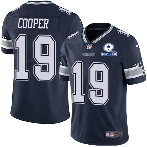 Personalized Cowboys #19 Amari Cooper Navy Blue Team Color Men’s Stitched With Established In 1960 Patch NFL Untouchable Limited Jersey