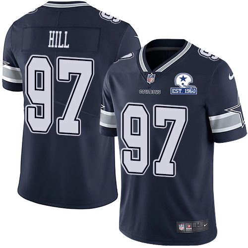 Personalized Cowboys #97 Trysten Hill Navy Blue Team Color Men’s Stitched With Established In 1960 Patch NFL Untouchable Limited Jersey