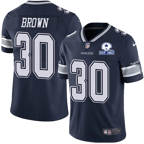Personalized Cowboys #30 Anthony Brown Navy Blue Team Color Men’s Stitched With Established In 1960 Patch NFL Untouchable Limited Jersey