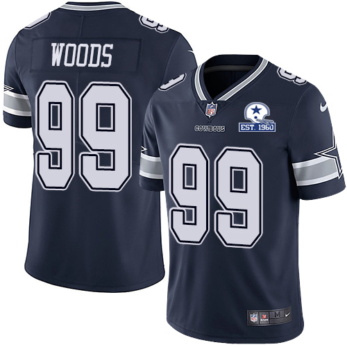 Personalized Cowboys #99 Antwaun Woods Navy Blue Team Color Men’s Stitched With Established In 1960 Patch NFL Untouchable Limited Jersey