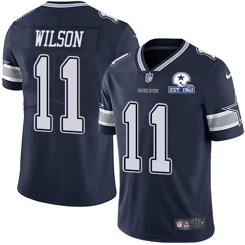 Personalized Cowboys #11 Cedrick Wilson Navy Blue Team Color Men’s Stitched With Established In 1960 Patch NFL Untouchable Limited Jersey