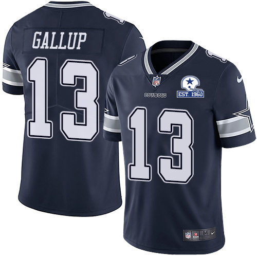Personalized Cowboys #13 Michael Gallup Navy Blue Team Color Men’s Stitched With Established In 1960 Patch NFL Untouchable Limited Jersey