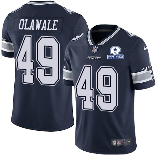 Personalized Cowboys #49 Jamize Olawale Navy Blue Team Color Men’s Stitched With Established In 1960 Patch NFL Untouchable Limited Jersey