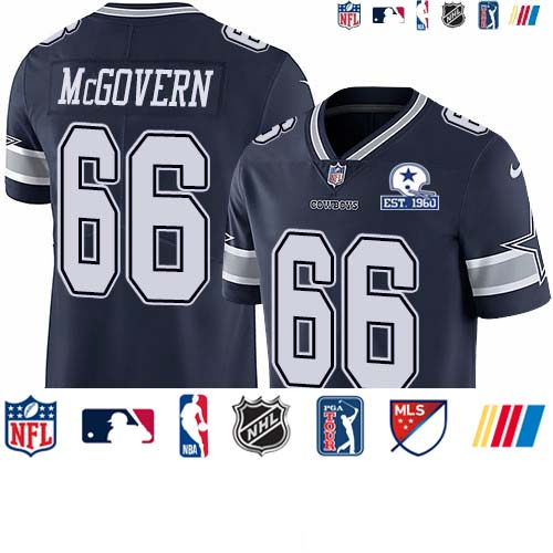 Personalized Cowboys #66 Connor McGovern Navy Blue Team Color Men’s Stitched With Established In 1960 Patch NFL Untouchable Limited Jersey