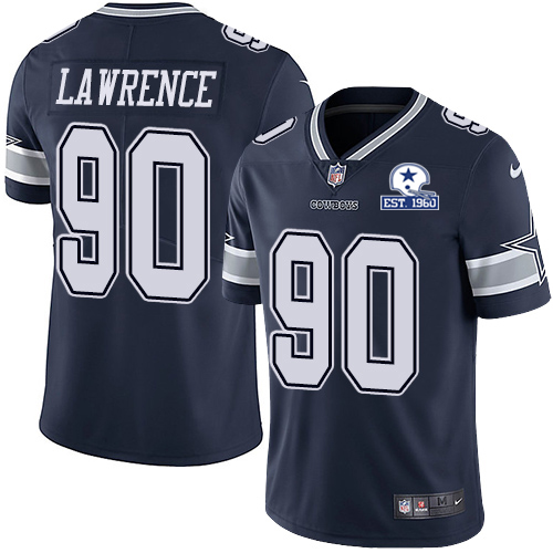 Personalized Cowboys #90 DeMarcus Lawrence Navy Blue Team Color Men’s Stitched With Established In 1960 Patch NFL Untouchable Limited Jersey