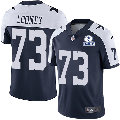 Personalized Cowboys #73 Joe Looney Navy Blue Thanksgiving Men’s Stitched With Established In 1960 Patch NFL Untouchable Limited Throwback Jersey