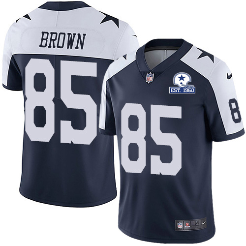 Personalized Cowboys #85 Noah Brown Navy Blue Thanksgiving Men’s Stitched With Established In 1960 Patch NFL Untouchable Limited Throwback Jersey