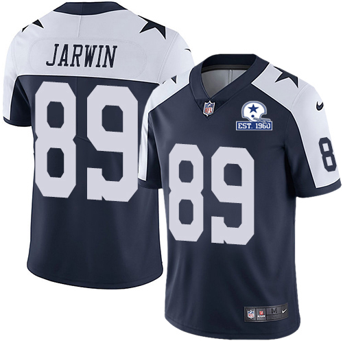 Personalized Cowboys #89 Blake Jarwin Navy Blue Thanksgiving Men’s Stitched With Established In 1960 Patch NFL Untouchable Limited Throwback Jersey