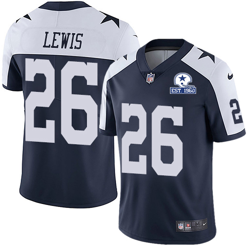 Personalized Cowboys #26 Jourdan Lewis Navy Blue Thanksgiving Men’s Stitched With Established In 1960 Patch NFL Untouchable Limited Throwback Jersey