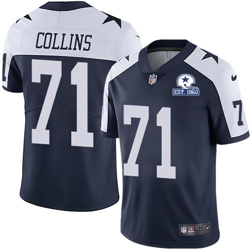 Personalized Cowboys #71 La’el Collins Navy Blue Thanksgiving Men’s Stitched With Established In 1960 Patch NFL Untouchable Limited Throwback Jersey